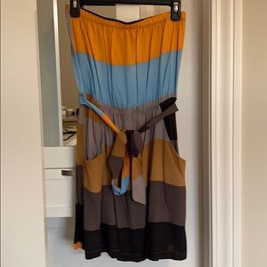 Strapless Block Pattern Dress